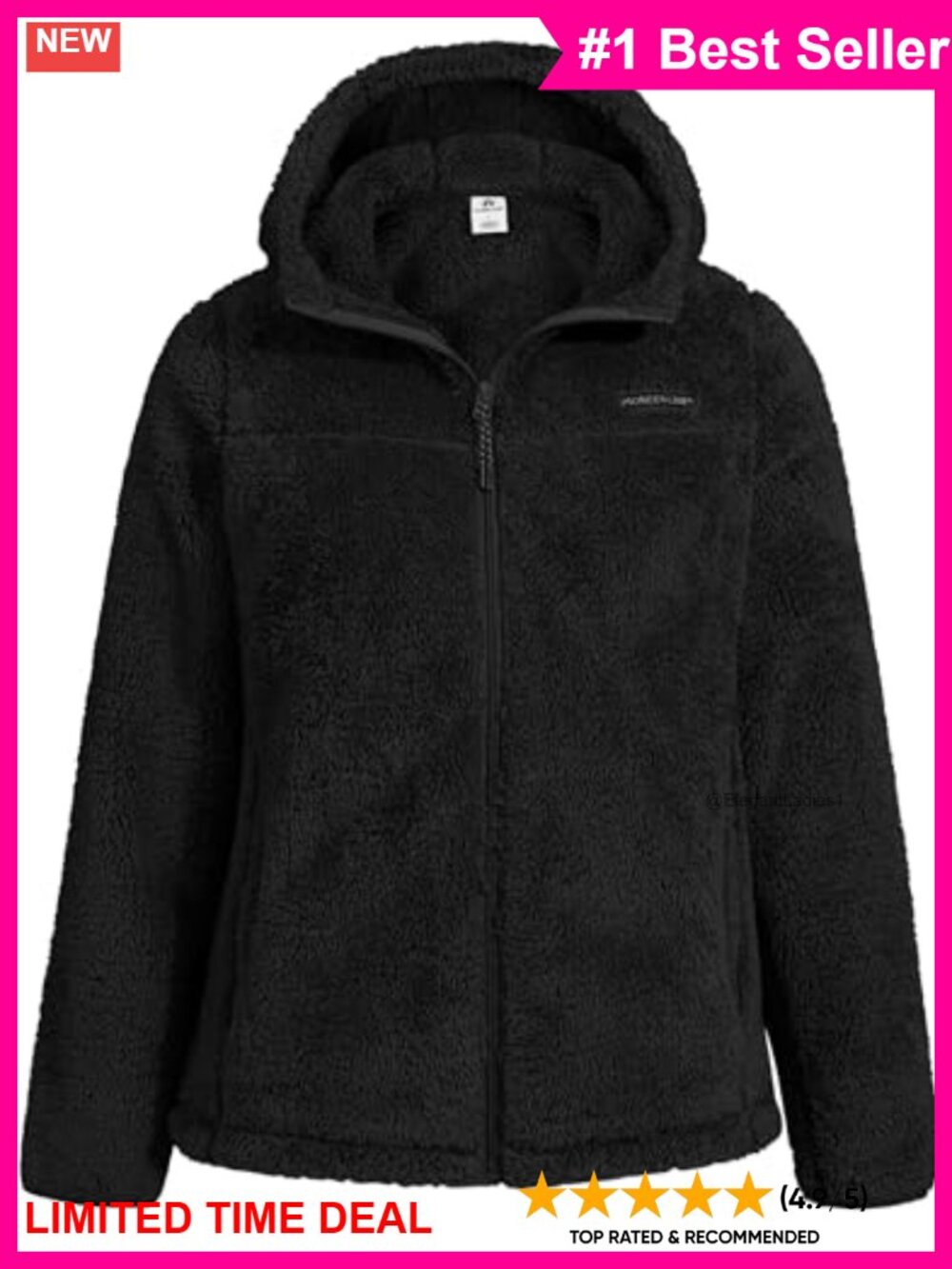 Fuzzy Fleece Jacket Full Zip Hooded Lightweight Warm Coat